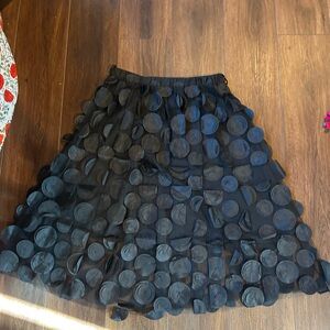 Black Skirt with Circular Appliqué sheer with lining plus size 0X A-line